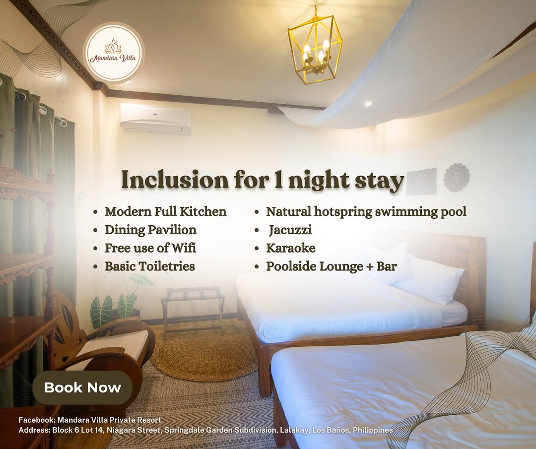 Family Room with two queen beds, double-deck bunk bed, ceiling fan, and Balinese decor — great for families with children
