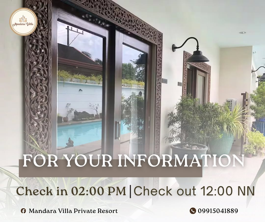 Balinese carved wooden door frames — ornate foliage carvings framing glass doors with pool visible beyond